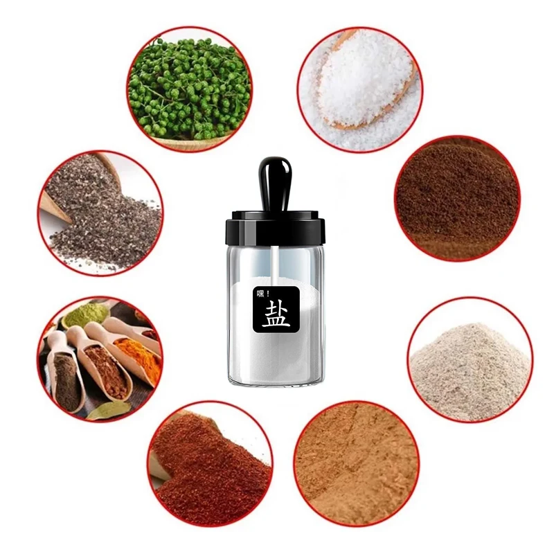 New 6PC Jars for Spices Salt and Pepper Shaker Seasoning Jar Spice Organizer Outdoor Barbecue Condiment Kitchen BBQ Gadget Tool