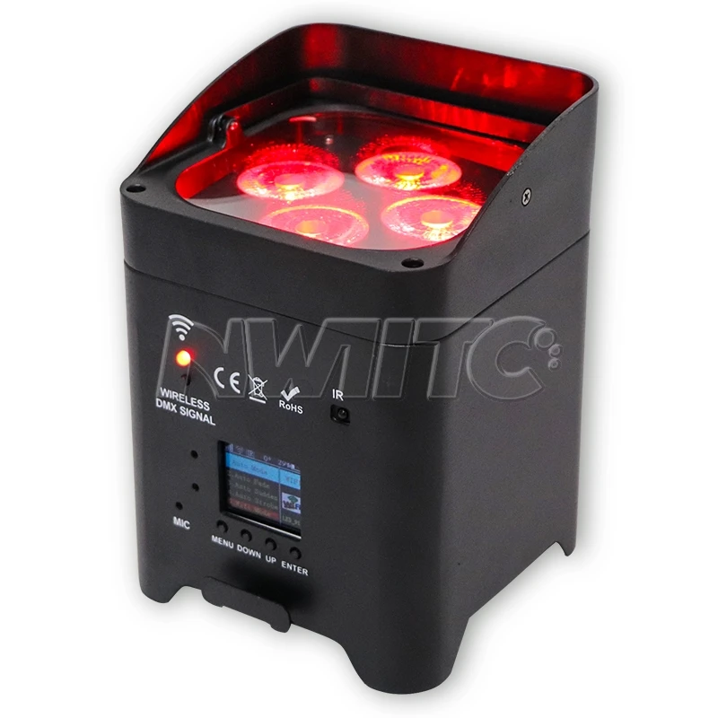 무선 dj 디스코 배터리, 4x18w rgbwa uv, 6in 1 업 라이트 LED 파 캔 라이트