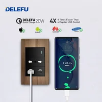 DELEFU Aluminium Wood Black Italy USB TypeC Fast Charging Wall Socket Schuko Tuya Wifi Smart Switch Sat TV Tel Doorbell Curtain - Image 3