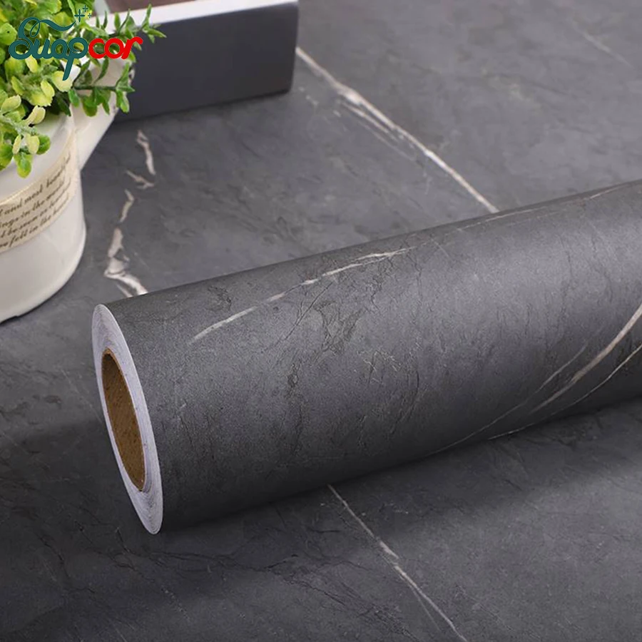 Matte Thickened Gray Marble Pattern Waterproof Wallpaper Self-Adhesive Desktop Kitchen Countertop Oil-Proof Slate Wall Stickers