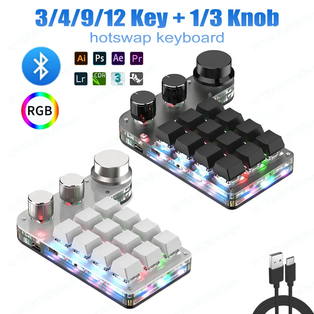 Mini Teclado De 12 Teclas Teclado Programable Para Juegos 2 Perillas Teclado Macro Interruptor Rojo Mini Teclado Personalizado Teclas De Acceso Directo Para Juegos