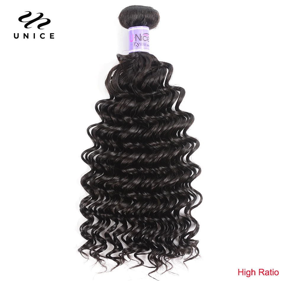 UNice Hair Kysiss Series 8A Peruvian Deep Wave 1 Bundle 12-26 Inch Unprocessed Virgin Bundles 100% Human Extensions | Шиньоны и парики