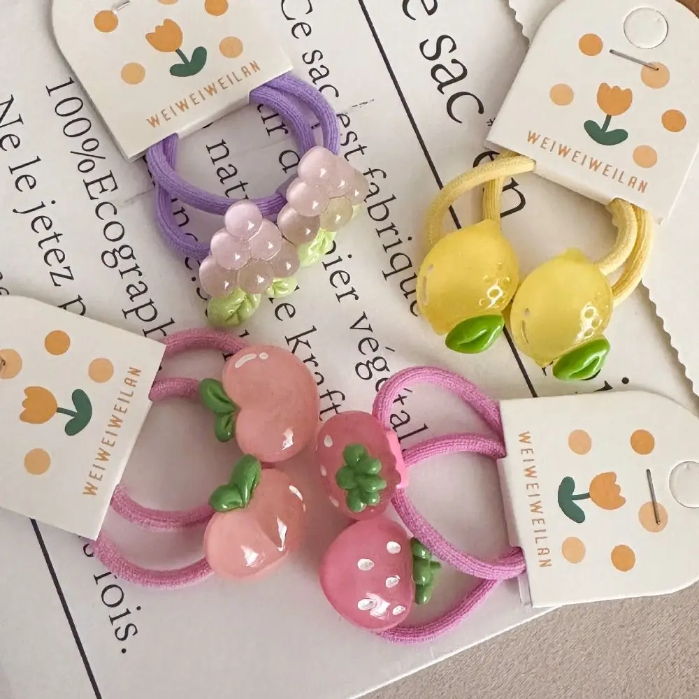 Strawberry Children Hair Scrunchies Korean Style Hair Clip Peach Kids Ponytail Holder Hair Ring Hair Accessories