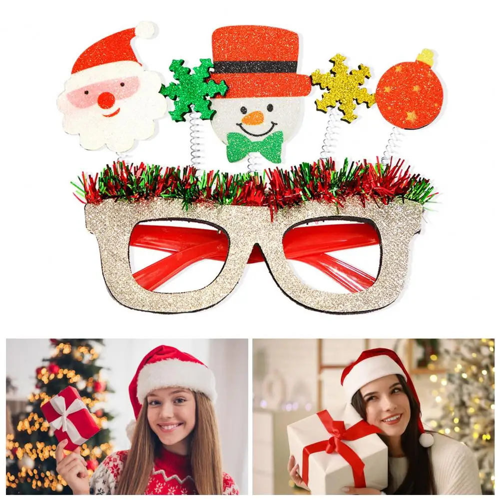 Festive Party Glasses Festive Christmas Glasses Set Santa Hat Snowman Tree Glitter Frame Eyeglasses for Holiday Party Supplies