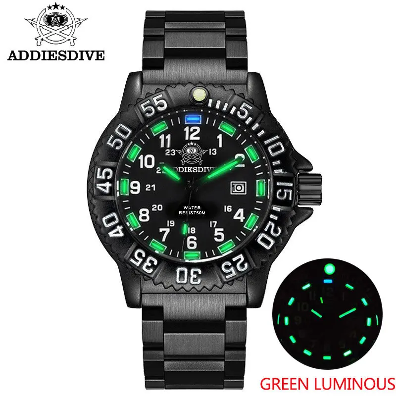 ADDIESDIVE Men's Waterproof Military-Style Sports Watch with Luminous Nylon Strap