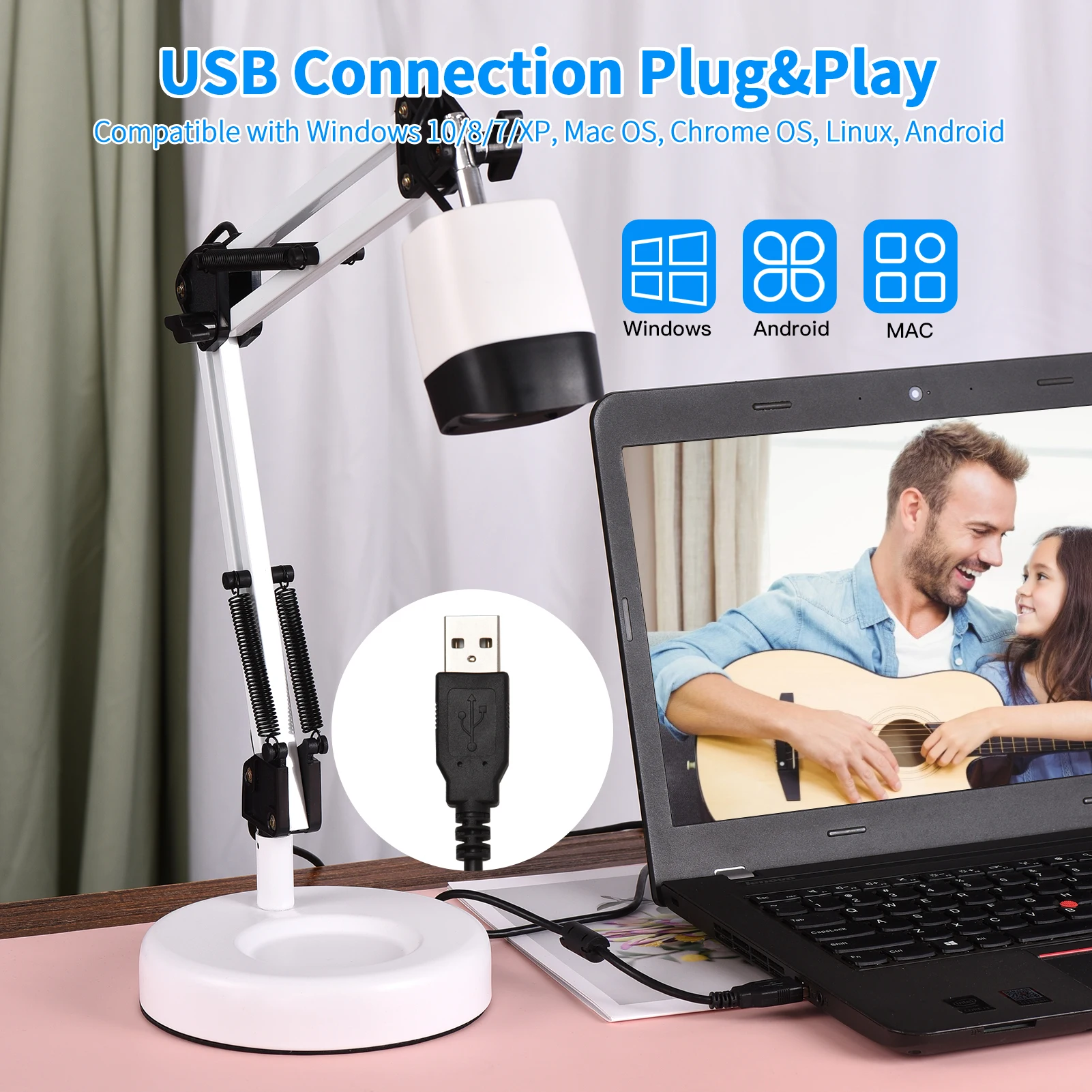 2 in 1 Document Scanner Camera & Webcam with Auto-Focus and LED Supplemental Light 8 Mega-pixel HD High-Definition A3 Scan Size