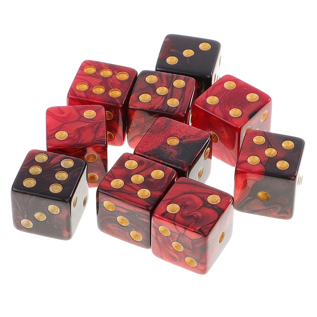 MagiDeal 10Pcs Six Sided D6 Dice Digital Dices Set for RPG Game Funny Family Dice Sport Gifts