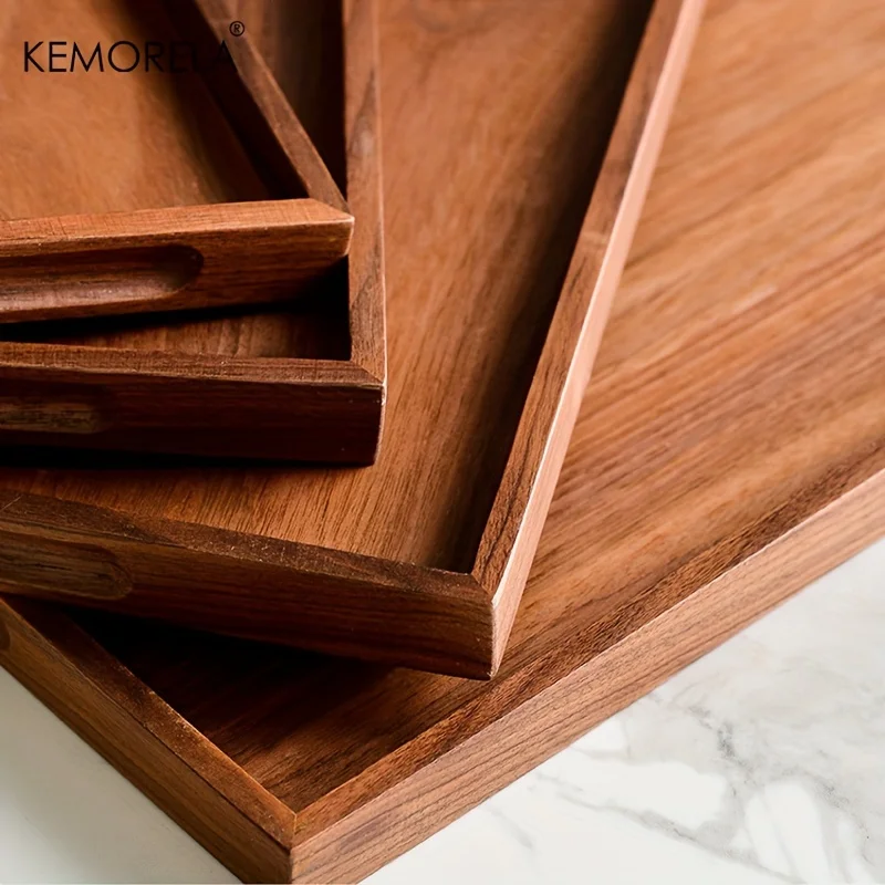 1PCS Retro Wooden Storage Tray Home Kitchen