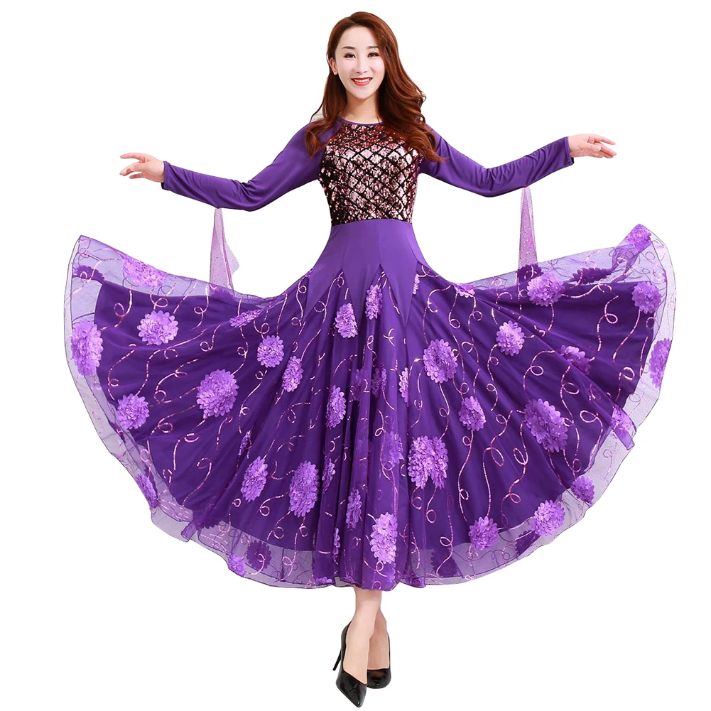 

2022 New Female Ballroom Dance Dresses Women Black Stage Costumes Salsa Round Neck Rumba/Samba Salsa Perform Fitness Dancewear