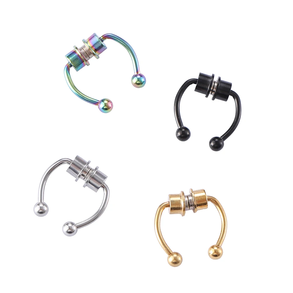 Magnetic Nose Rings Women Fake Piercing Nose Ring Hoop Septum Non Piercing Nose Clip Rock HipHoop Stainless Steel Magnet Fashion Punk Body Jewelry