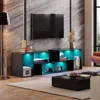 TV Stand, Deformable TV Stand with LED Strip, Modern Entertainment Center, Gaming Media 3 Pieces Console Cabinet 3