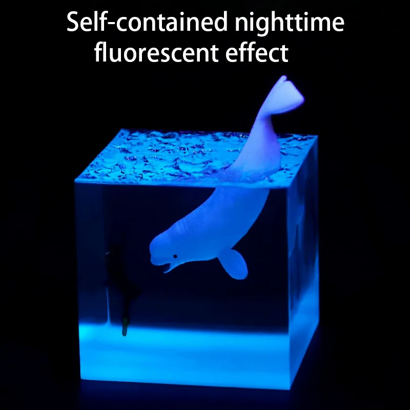 

Marine Resin Whale Humpback Whale Diver Cube Ornament Home Glow In The Dark Nightlight Birthday Gift Ornament