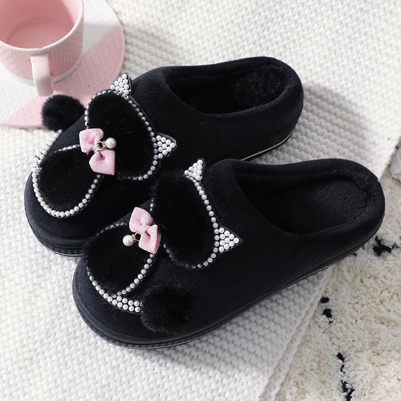 Women Cotton Slippers Cute Cat Slippers Ladies Platform Indoor Shoes For Women Winter slippers Home Slippers Female Warm Shoes