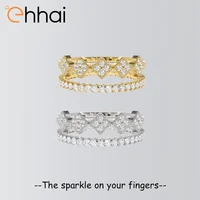 Ehhai Round Moissanite Clover Cluster Rings for Women 925 Sterling Silver Wedding Engagement Eternity Ring Set Fine Jewelry Gift