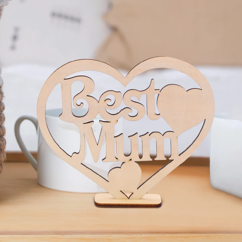 1 best mon Mother's Day gift decorative letter card wooden decoration, suitable for placing living room, bedroom, Mother's Day d