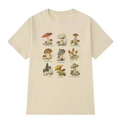Vintage Aesthetic Mushroom Print Oversized Graphic Tee - Women's Fashion Streetwear Top - M (Khaki)