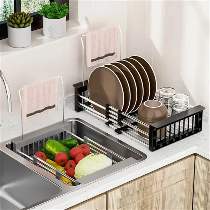 Collapsible Dish Drainer Retractable Foldable Dish Drying Rack