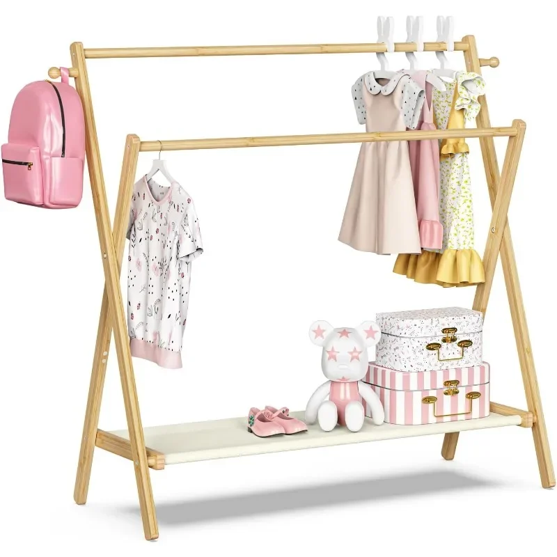 Kids Dress Up Clothing Rack with Storage Shelf