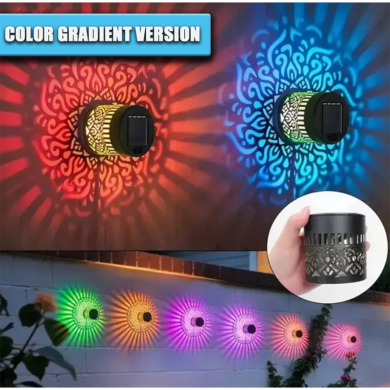 Solar-Powered Outdoor Mandala Projector Wall Lamp - Waterproof Decorative Garden & Patio Light