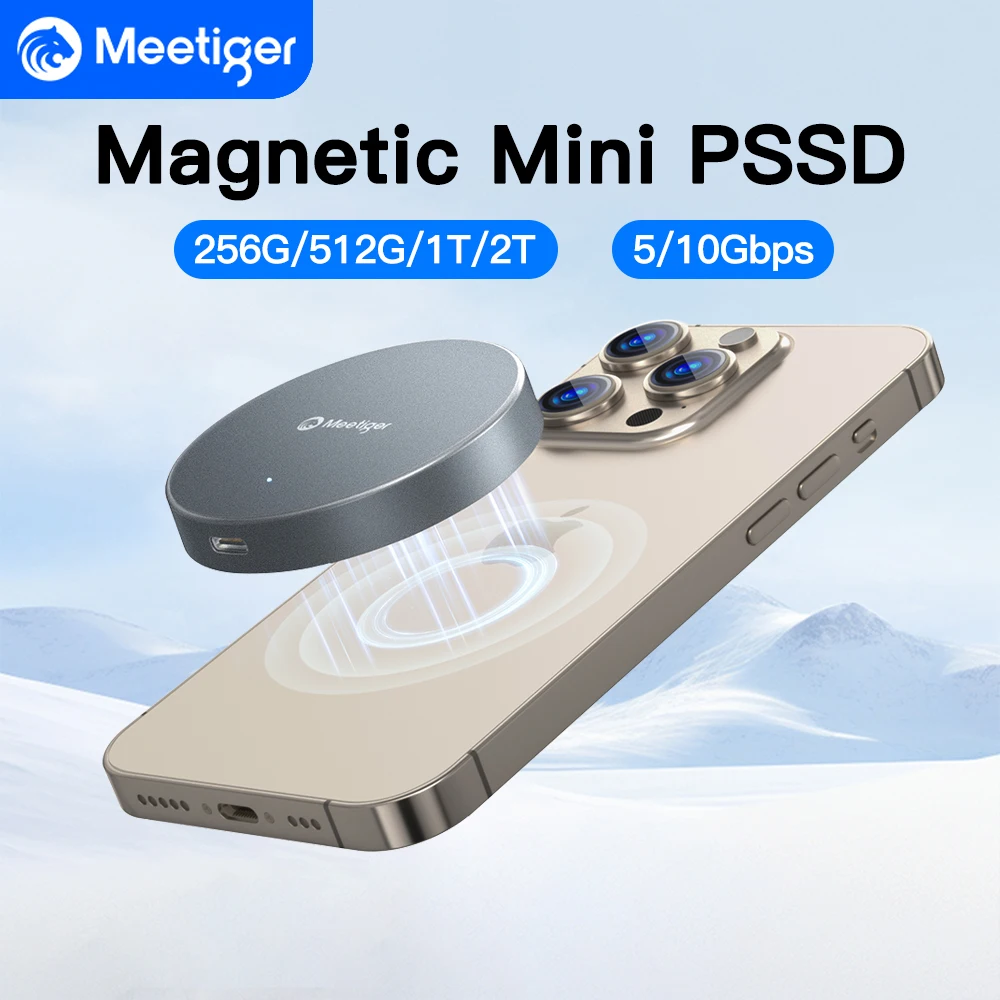 미티거 마그네틱 외장 SSD 마그네틱 하드 드라이브 4K ProRes HDR 녹화 및 저장 휴대용 솔리드 스테이트 아이폰 17 16 프로/맥스용