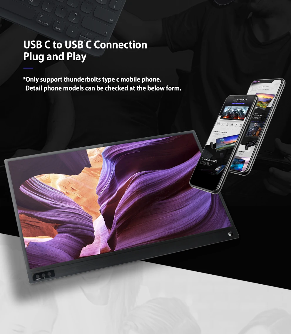 Portable Monitor 15.6 Inch - ZEUSLAP 1080p IPS Panel USB C Portable Screen for Laptop & Phone