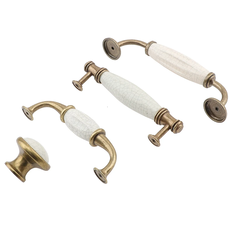 Fbshop Set Di 10 Maniglie Vintage Per Mobili - Pomelli In Ceramica E Lega Di Zinco A Forma Di Zucca Per Cassetti E Armadi - 2