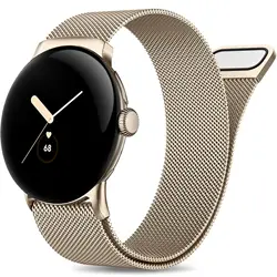 Elegant Milanese Loop Stainless Steel Watch Band - Compatible with Various Models - Pixel Watch 3 45mm (Retro Gold)