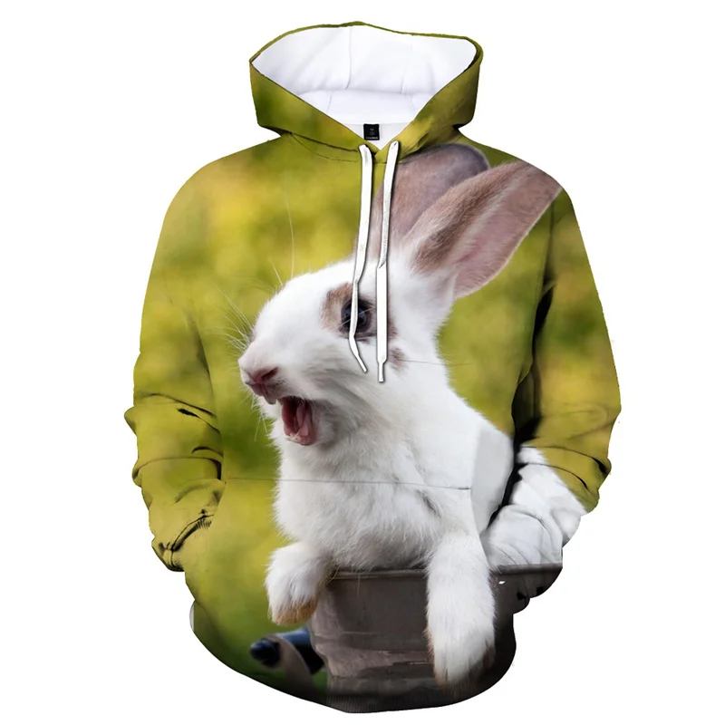 thumbnail image 1 of Sudadera con capucha con estampado 3D de animales, linda sudadera con patrón de conejo, sudadera deportiva informal de manga larga para hombres y mujeres, sudaderas con capucha para niños de otoño, 1 of 4