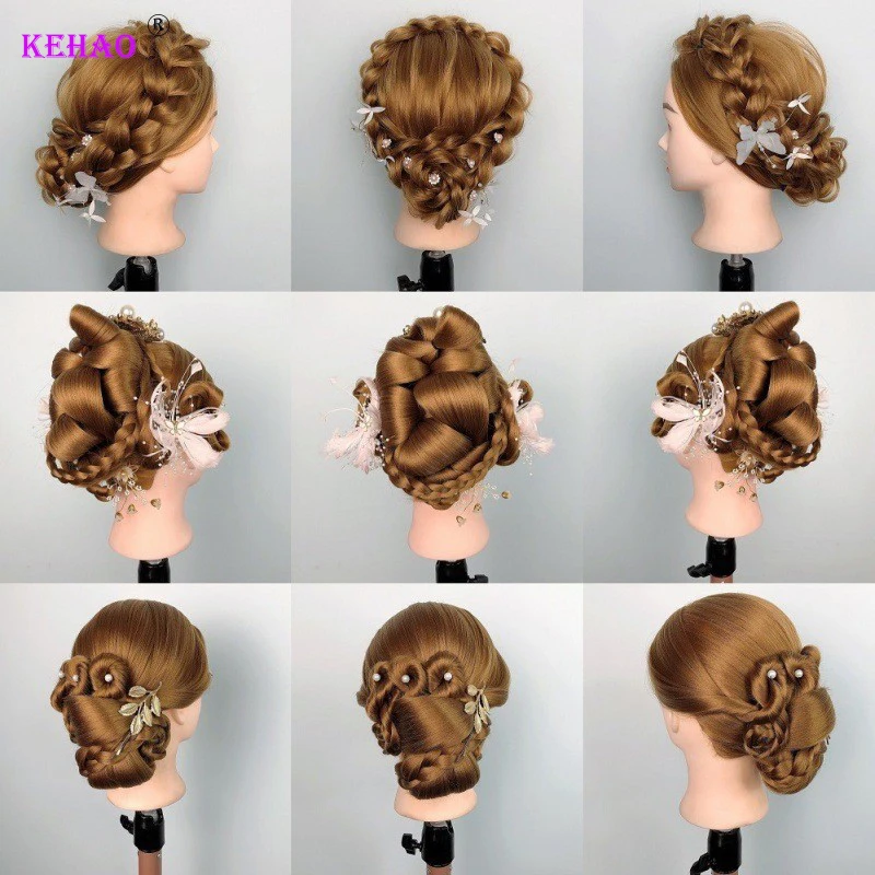 Training Head Kit For Hairstyles Mannequin Head With 100% Synthetic Hair Dressing Head Doll  With Clamp Wig Stand Tripod
