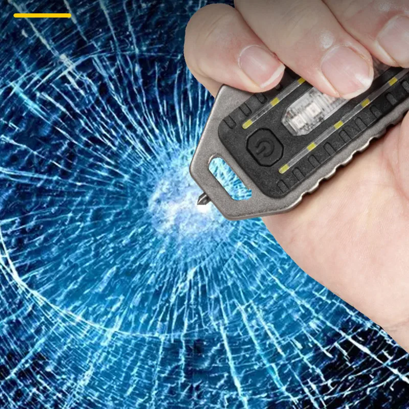 Mini LED Keychain Flashlight with Self-Defense Whistle - Multifunctional & Portable, Rechargeable
