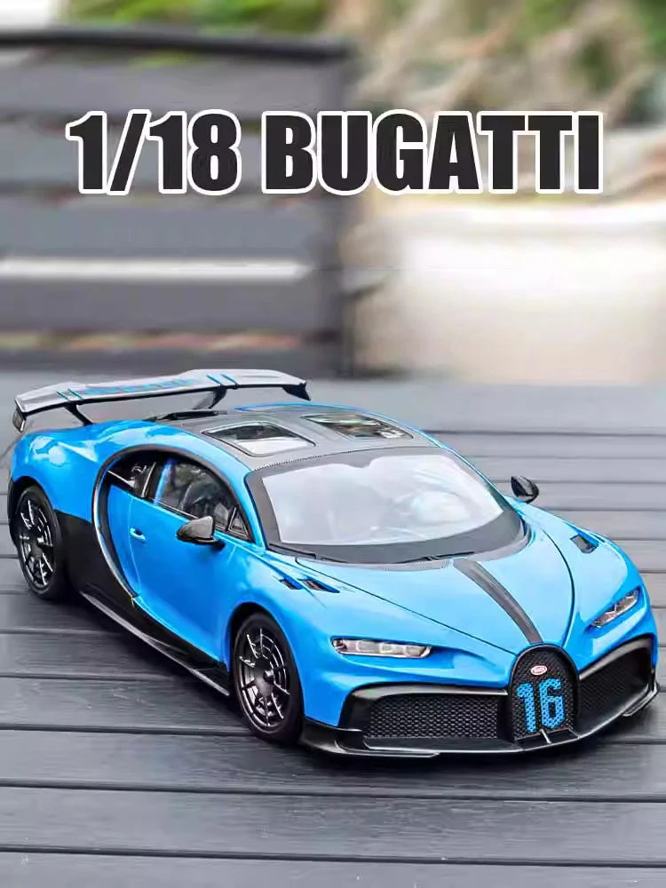 

1:18 Simulated Bugatti Chiron Alloy Car Model Sound And Light Pull Back Toy Car Metal Sports Car Boys Collection Ornaments Gift