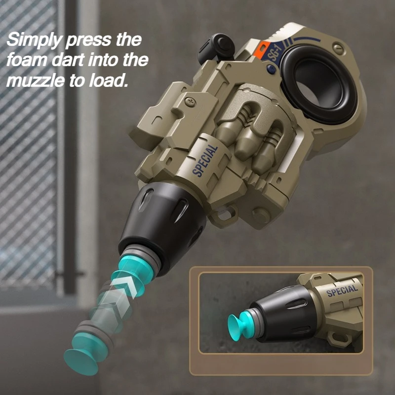 2er-Pack EDC Fidget Launcher, revolverförmiges Kunststoffmodell mit Mini-Fingerspitzen-Spinner, inklusive 6 Saugdarts, Stressabbau_voghion.com