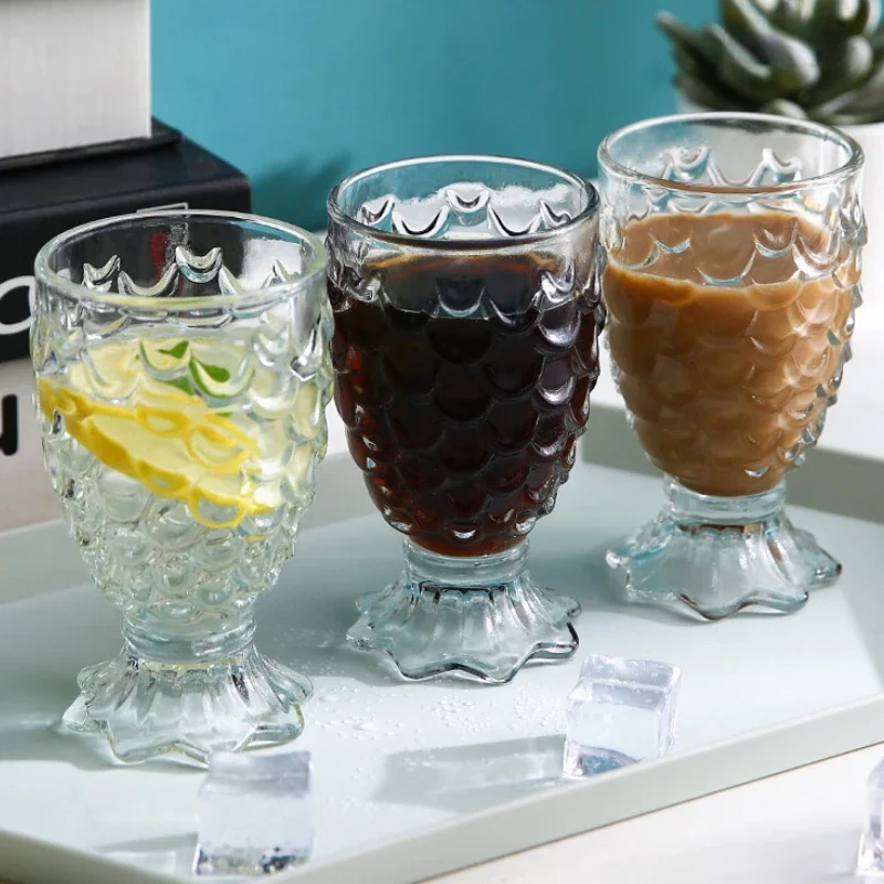 180ml Fish Tail Scale Cup Small Wine Cup Mermaid Glass Milk Ice Cream Creative Drinkware Fruit Juice Drink