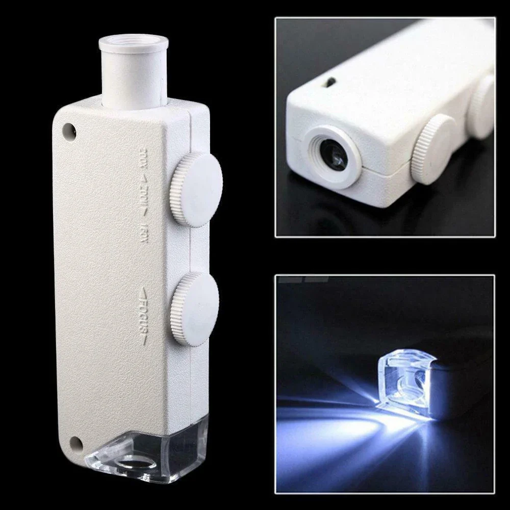 

Mini 160X 200X Zoom Lighted Microscope Jewelers Loupe Magnifying Glass Multi Purpose Tool For Research And Analysis
