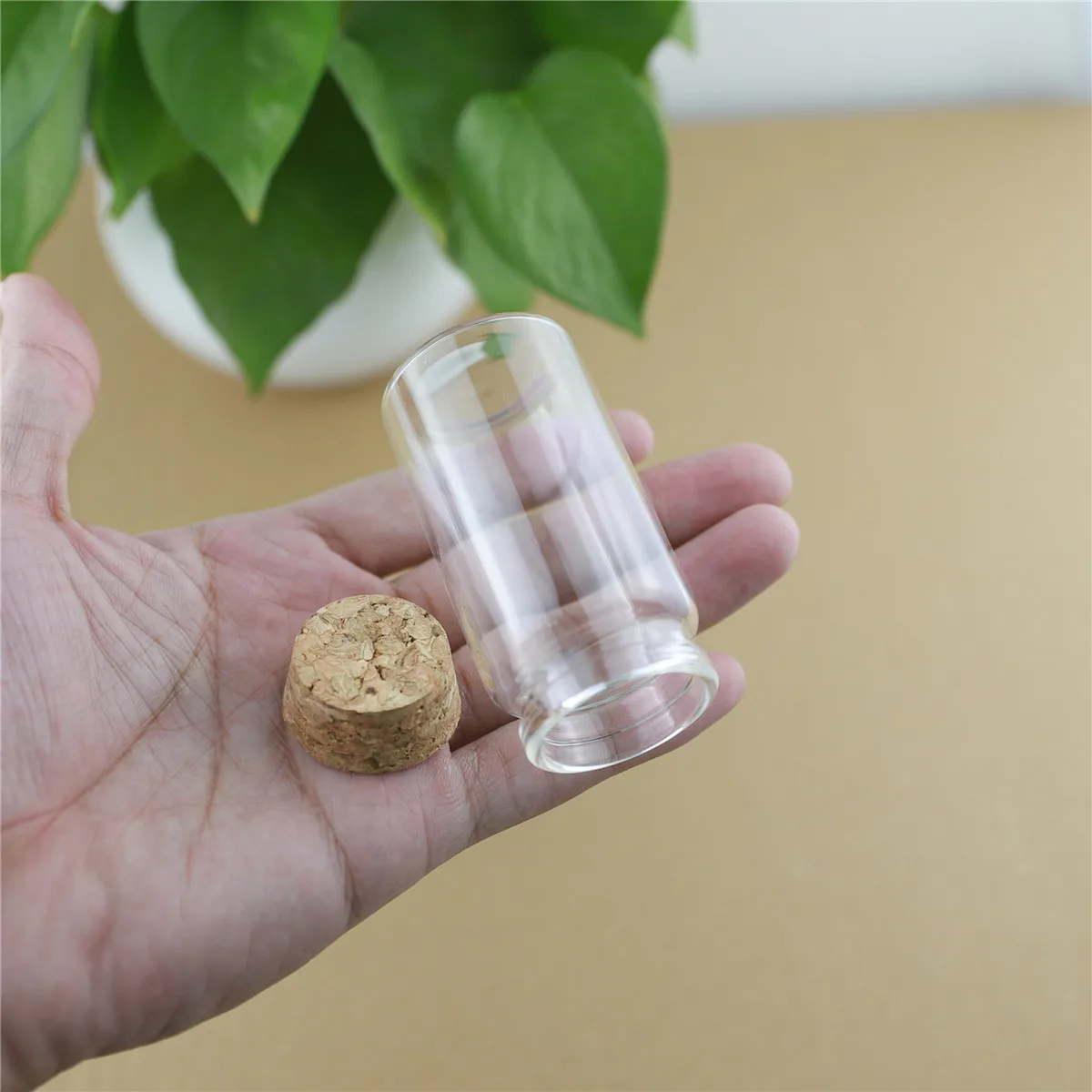 6 Pcs/lot 25*37*70mm 50ml Little Glass Bottle Stopper Dragees Glass Jars Storage for Spice Candy Containers Vials Test Tube
