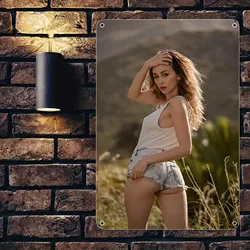 Elegant Sunlit Woman: Vibrant Metal Wall Art with Scenic Landscape - Aluminum 14x20cm (Aluminum sign)