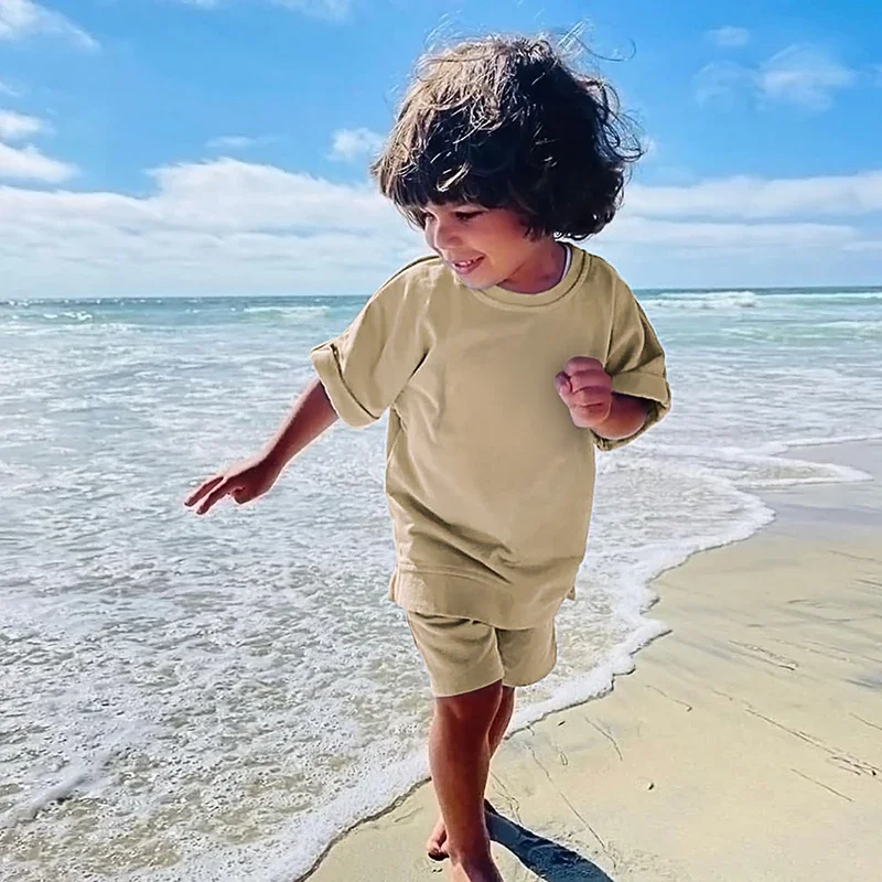 Kids Baby Boys Girls Summer Clothes Toddler Personalized Crewneck Tee + Shorts Children Outfits