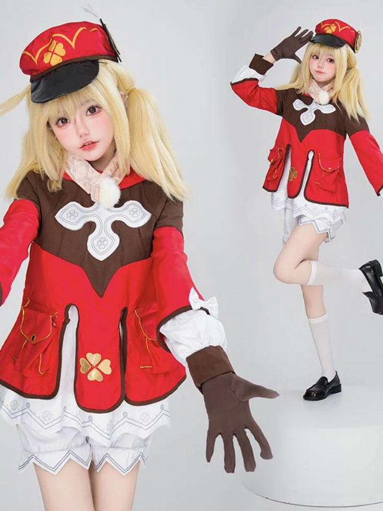 

Keli Cosplay Anime Genshin Impact Game Lovely Lolita Clothing Red Dress Performance Costumes 7Piece Disfraz