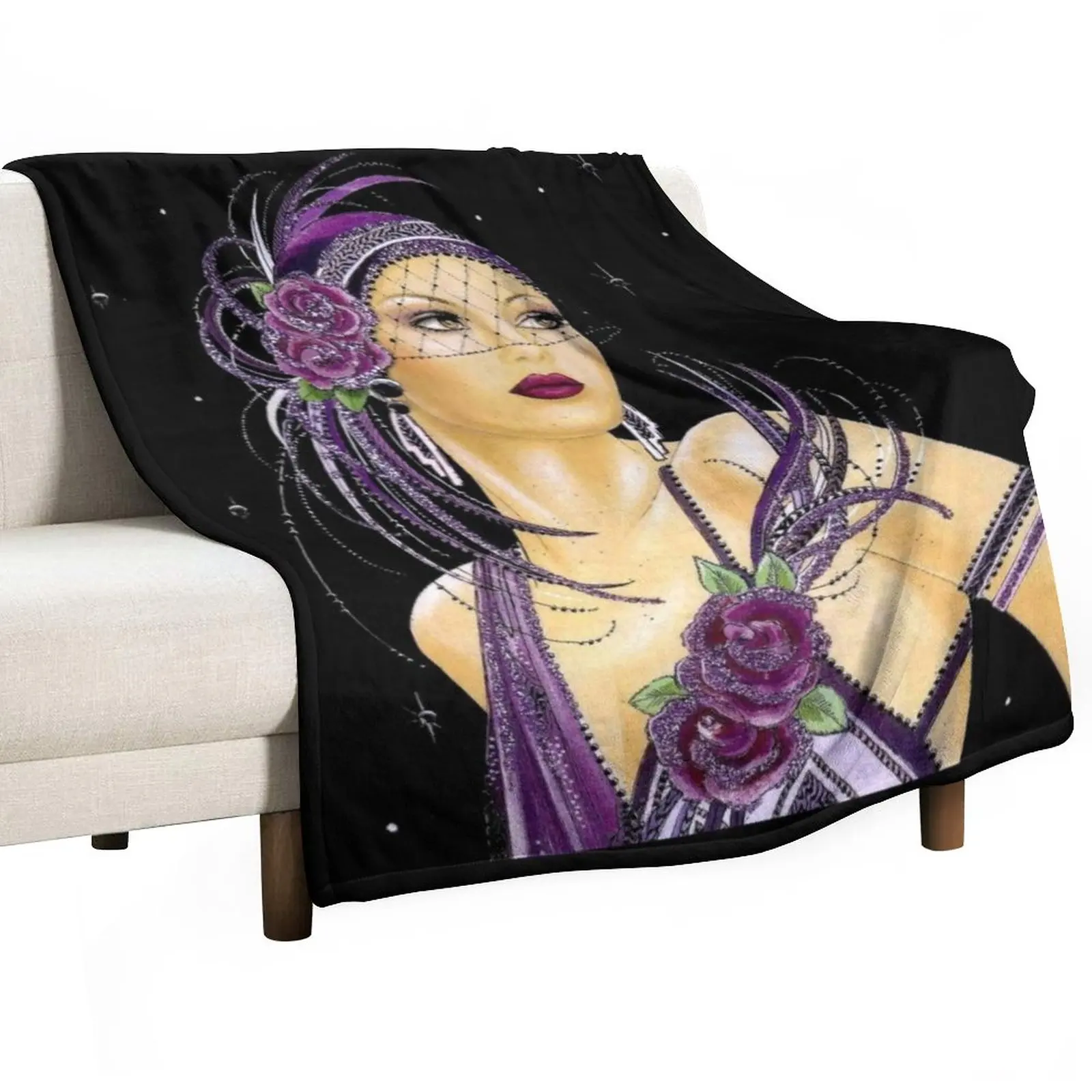 

FLAPPER : Vintage 1930 Art Deco Print Throw Blanket Soft Plush Plaid Blankets For Bed Blanket For Sofa