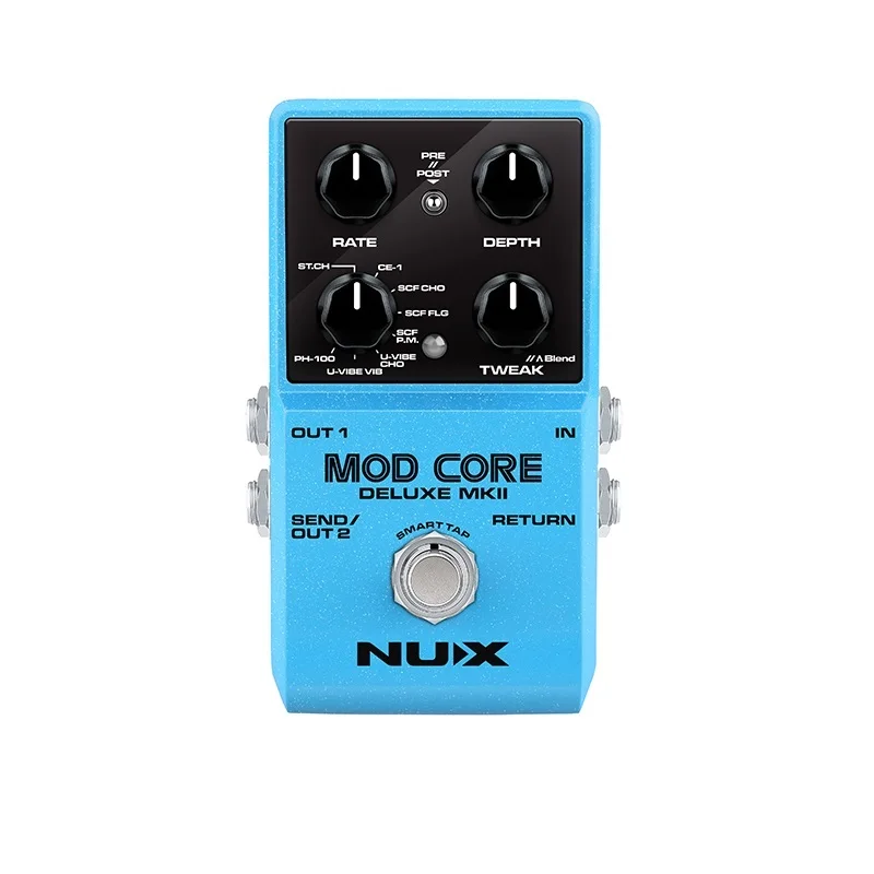 

NUX MOD CORE DELUXE MKII is a modulation pedal with 8 different types