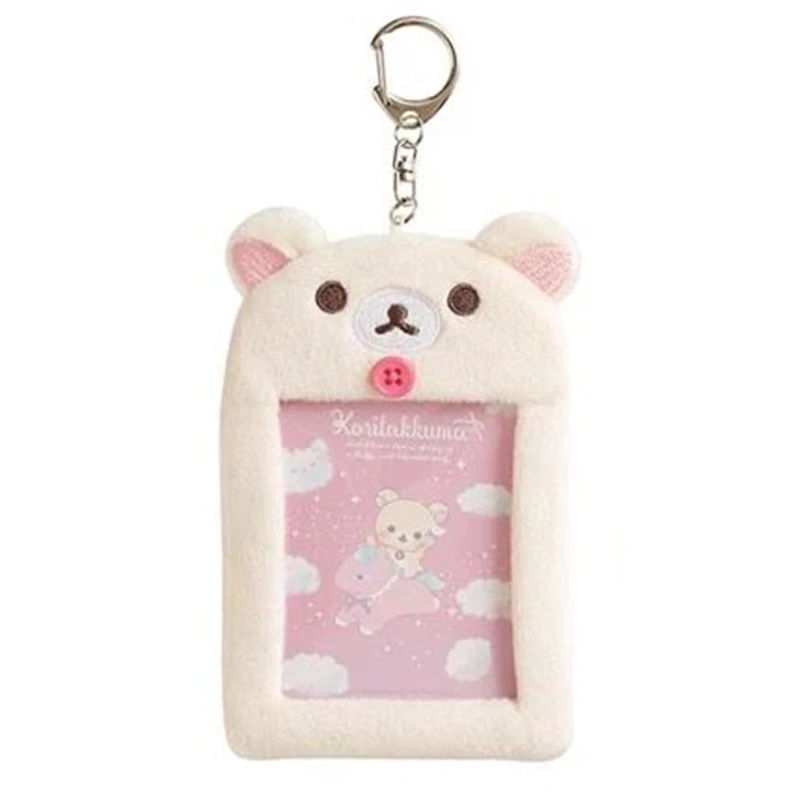 Rilakkuma Korilakkuma Fluffy Photo Keychain Plush ID Card Holder