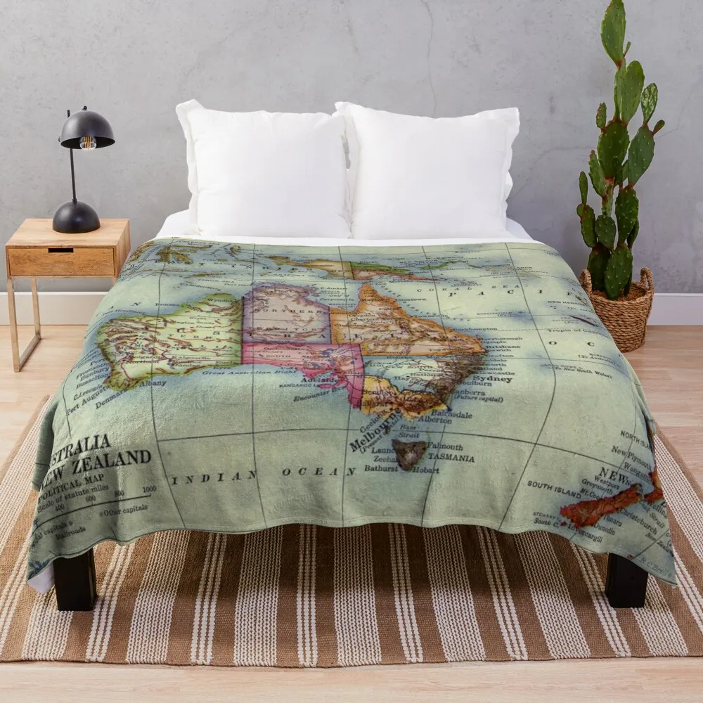 

Vintage Map of Australia (1921) Throw Blanket Decorative Sofas Personalized Gift Luxury Throw Flannel Loose Blankets