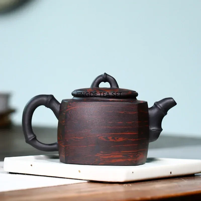 140ml Yixing Yixing purple clay teapot raw ore red clay handmade stone spoon tea pot Kung Fu tea set