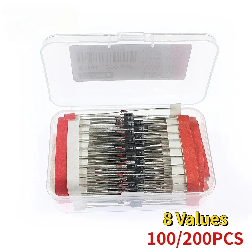 100/200pcs Switching Diode Fast Switching Schottky Diode Kit 1N4007 1N4148 1N5408 1N5819 1N5822 1N4001 1N4004 1N5404 FR107 FR207