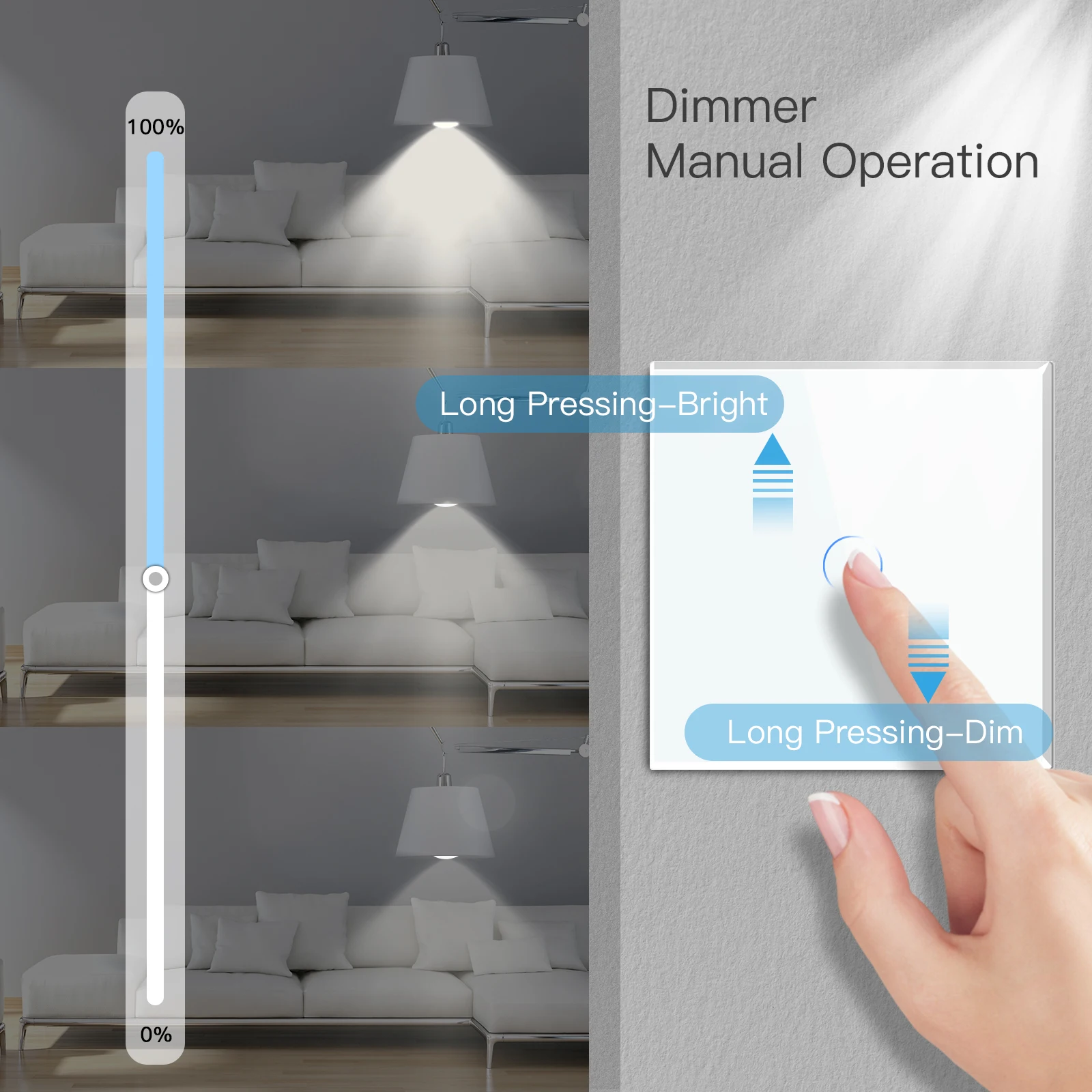 BSEED Touch Screen Dimmer Switches 1Gang 2Way White Black LED Dimmable Touch Sensor Switch Blue Backlight Glass Panel 10A led dimmer switch led dimmer controller smart dimmer switch lamp dimmer power cords dimmer switch