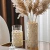 Woven Leather Glass Vase Home Decor Tabletop Vase Ornament Modern Transparent Straight Glass Flower Arrangement Home Accessories 1