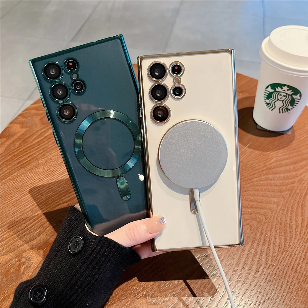 Magsafe Luxury Plating Magnetic Wireless Charging Shockproof Silicone Clear Case