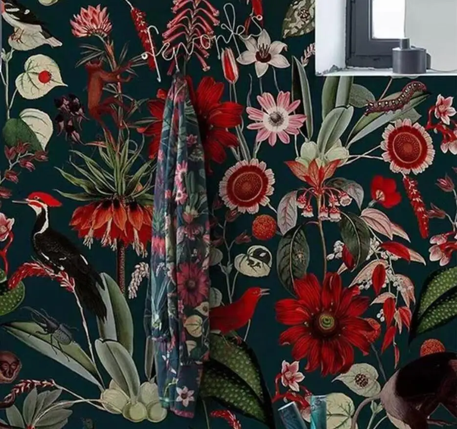 Papel de Parede Personalizado 3d Não Flor País Pastoral Flores e Pássaros Sala Estar Quarto Fundo