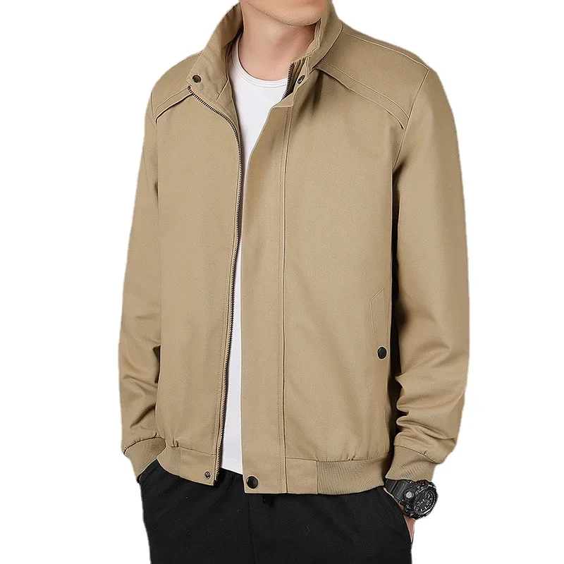 2023 Business Casual Men's Jacket Stand Collar Solid Color Jacket Autumn and Spring Goods Jacket Windproof 2023 New Men's Brand