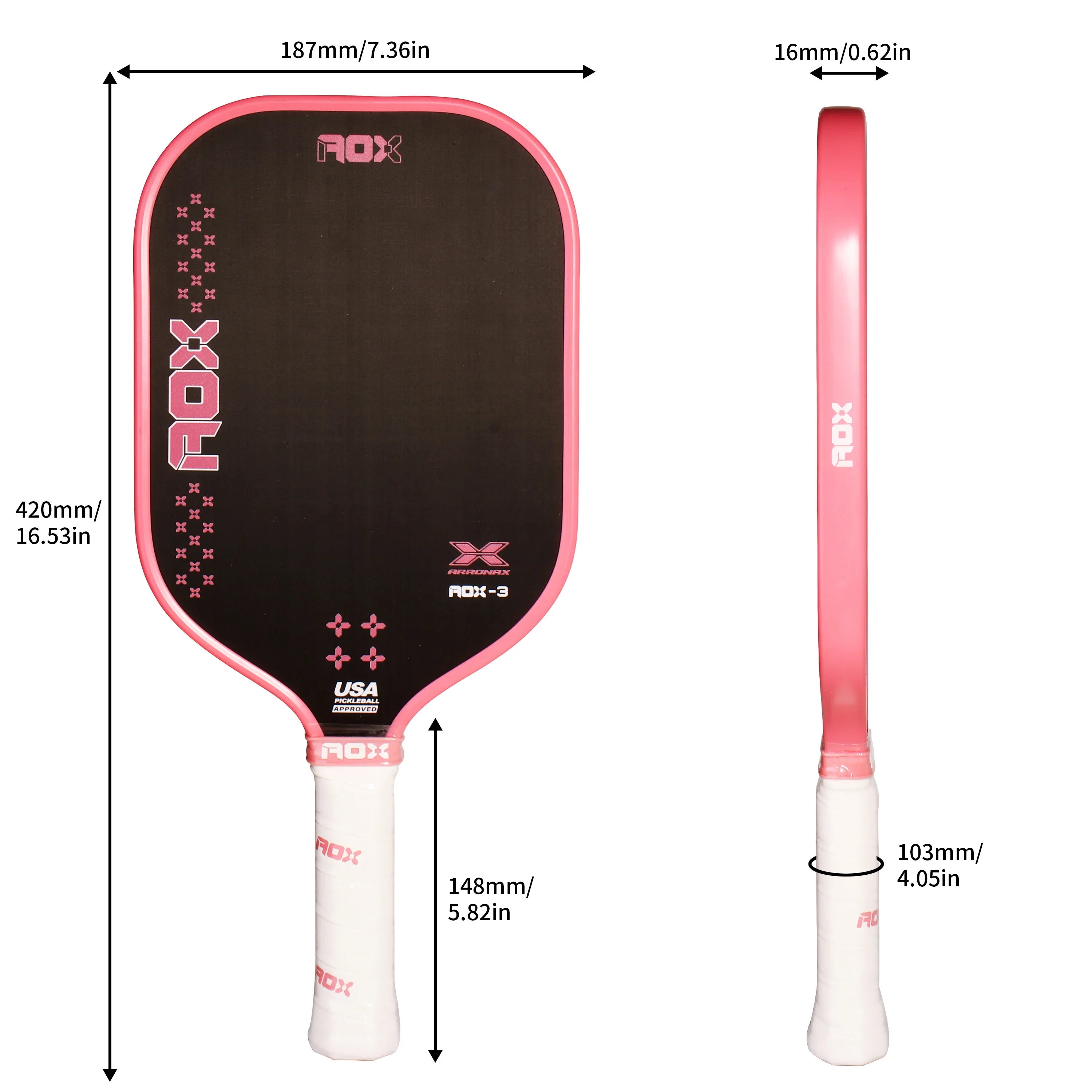 16MM Pickleball Paddle Carbon Fiber Surface PP Honeycomb Core USAPA Compliant Enhanced Power Sweet Spot Anti-slip Hand Grip